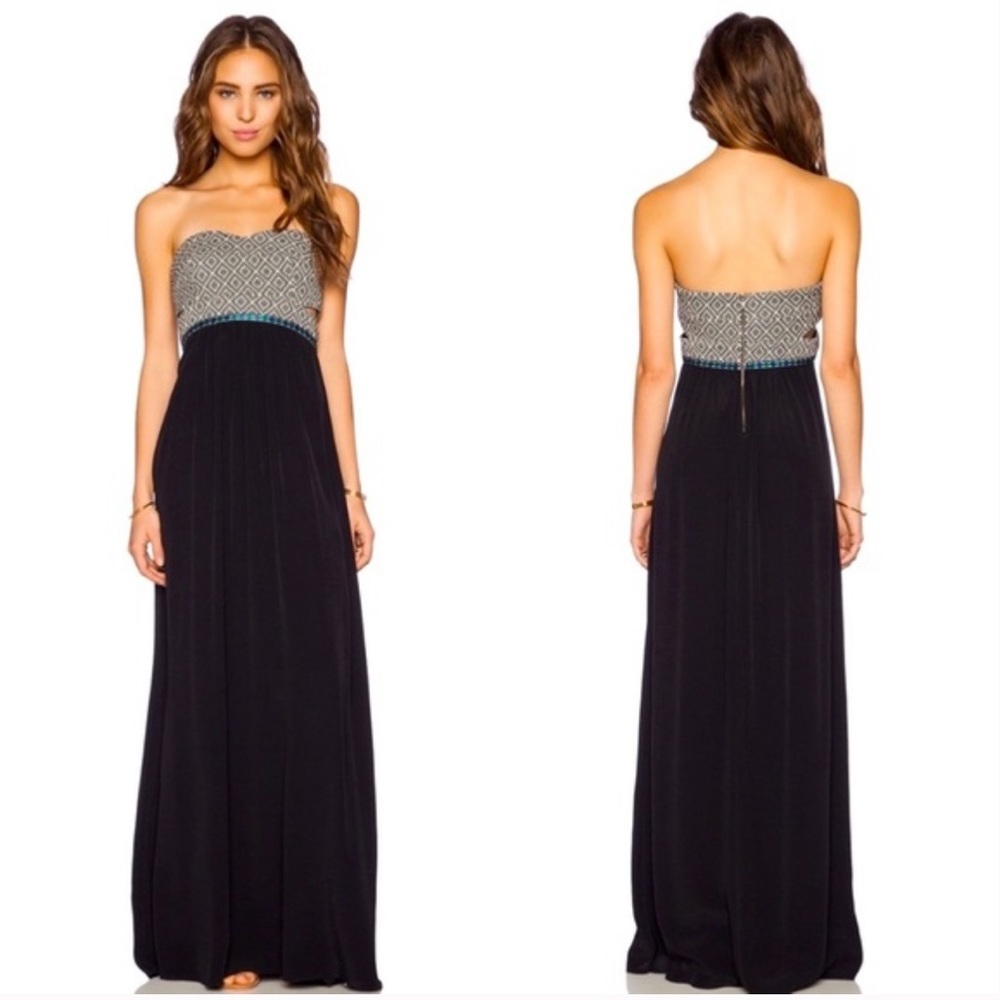 Lovers + Friends Black Palmoa Strapless Maxi Dress Size Medium